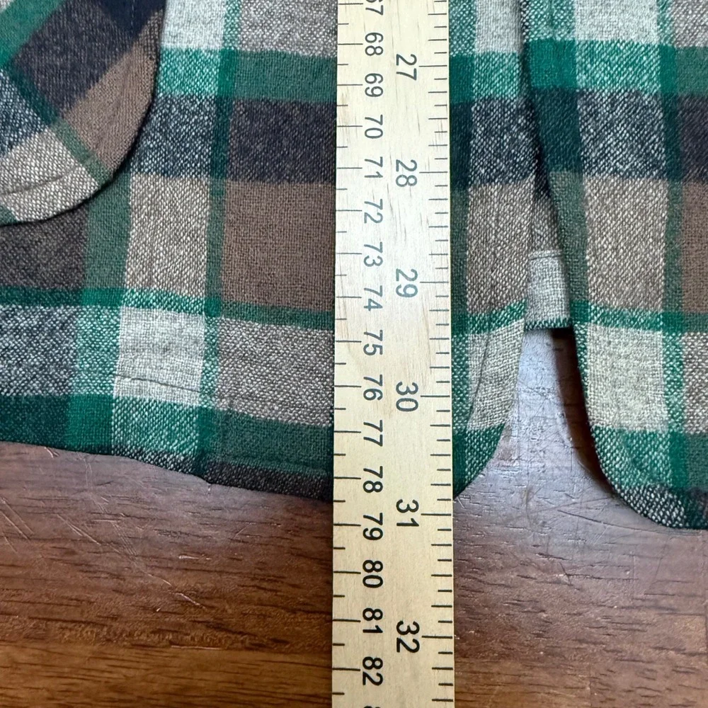 Pendleton Wool Blazer Mens Medium Green Brown Plaid Vintage 100% Virgin Wool
